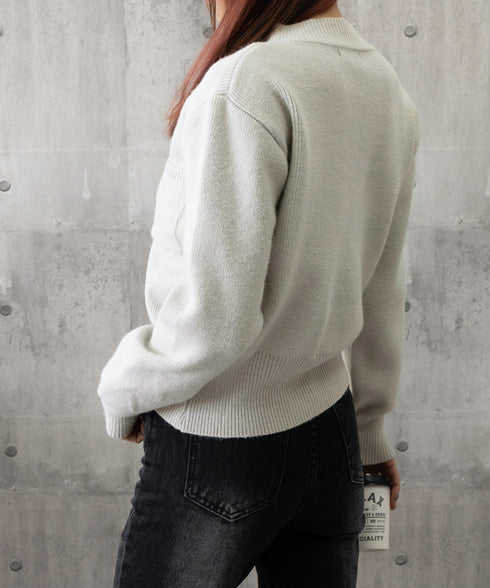 ショート丈ニットカーディガンポケット付き レディース 大きめボタンニットセーター 秋冬 無地羽織り着回し トレンド きれいめカジュアル 大人ニットアウター 韓国風 90SXIH-006