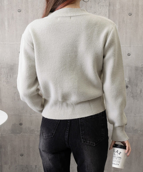 ショート丈ニットカーディガンポケット付き レディース 大きめボタンニットセーター 秋冬 無地羽織り着回し トレンド きれいめカジュアル 大人ニットアウター 韓国風 90SXIH-006