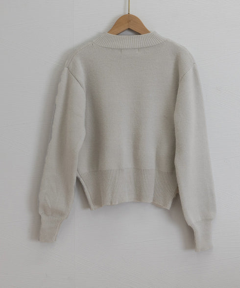 ショート丈ニットカーディガンポケット付き レディース 大きめボタンニットセーター 秋冬 無地羽織り着回し トレンド きれいめカジュアル 大人ニットアウター 韓国風 90SXIH-006