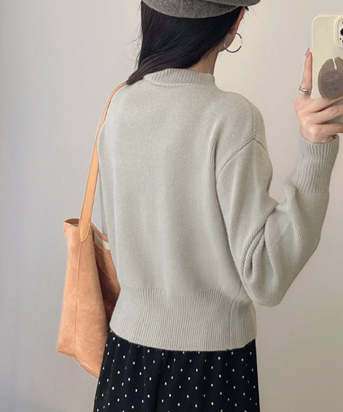 ショート丈ニットカーディガンポケット付き レディース 大きめボタンニットセーター 秋冬 無地羽織り着回し トレンド きれいめカジュアル 大人ニットアウター 韓国風 90SXIH-006