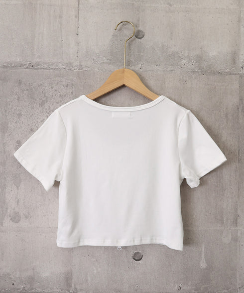 ジッパートップス韓国風ショート丈tシャツ クロップド丈トップスレディース ダブルジップtシャツジップアップ半袖 タイトTシャツ着やせ細見え 細身tシャツ大人可愛い 90WUSJ-001