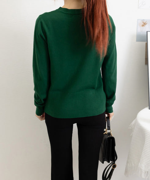 ニットセーターフロントボタンニットカーデ レディース クルーネックニットトップス オフィスカジュアル 無地リブニット スリムフィット きれいめニットウェア 着回し 90XDAKE-001