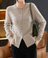 ニットセーターフロントボタンニットカーデ レディース クルーネックニットトップス オフィスカジュアル 無地リブニット スリムフィット きれいめニットウェア 着回し 90XDAKE-001