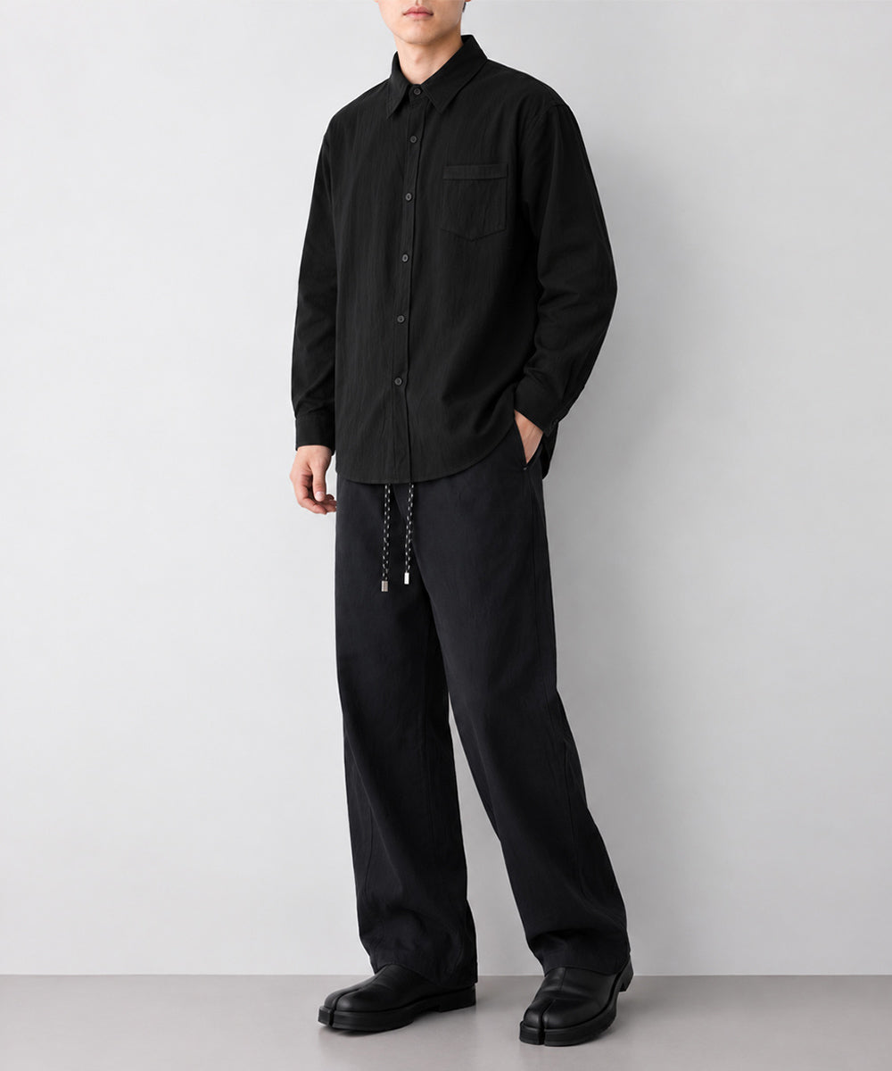 メンズ長袖シャツ綿麻風トップス韓国風秋服 詳細画像7