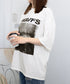 ロングtシャツ ビッグシルエットTシャツ レディース 韓国風プルオーバー 着やせビッグtシャツ半袖 ゆったり おしゃれカットソー 夏トップス グラフィック ロゴT 90XIAOHD-001