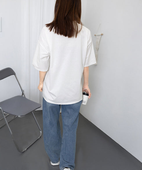 ロングtシャツ ビッグシルエットTシャツ レディース 韓国風プルオーバー 着やせビッグtシャツ半袖 ゆったり おしゃれカットソー 夏トップス グラフィック ロゴT 90XIAOHD-001