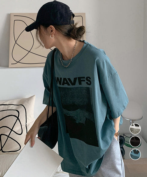 ロングtシャツ ビッグシルエットTシャツ レディース 韓国風プルオーバー 着やせビッグtシャツ半袖 ゆったり おしゃれカットソー 夏トップス グラフィック ロゴT 90XIAOHD-001