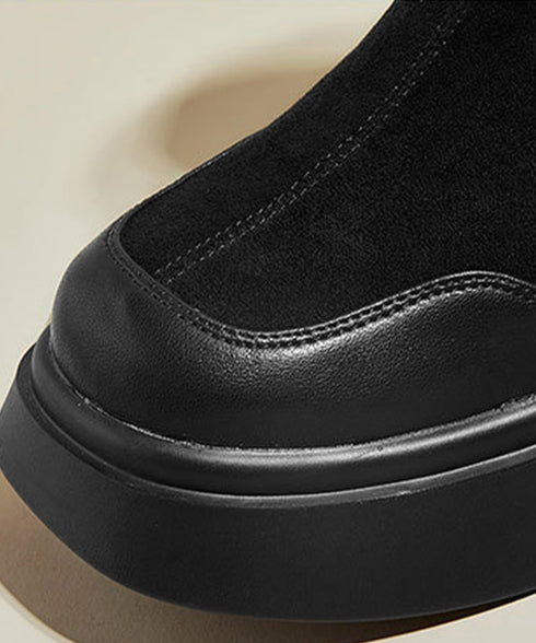 ニーハイブーツ レディース ロングブーツ スクエアトゥ 厚底 ジョッキーブーツ 履きやすい膝上ブーツ 美脚脚長ストレッチブーツ大人きれいめ 太ヒールフィットブーツ 90XMD-001