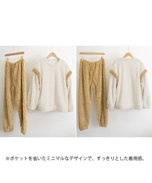 フリースパジャマ レディース 上下セット ふわふわ ルームウェアセットアップ もこもこ 部屋着 軽く暖かい ボアパジャマ リラックス 冬用室内着 保温長袖 韓国風 90XMF-001
