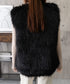 フェイクファーベスト ふわふわファージレ エコファーボリュームベスト 大人可愛いトレンドファージャケットノースリーブ 高見え ノーカラーアウター秋冬 ポケット付き 90XYHM-001