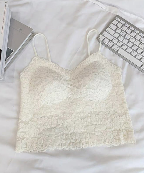 カップ付きブラトップ レースキャミソール レディース ノンワイヤーブラキャミ 締め付けない ショート丈肌着 美背美胸 セクシーインナー 細肩紐キャミソール 韓国風 90YINGNA-001