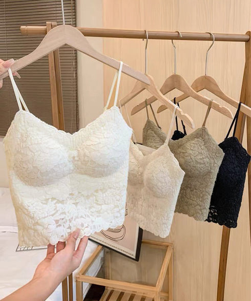 カップ付きブラトップ レースキャミソール レディース ノンワイヤーブラキャミ 締め付けない ショート丈肌着 美背美胸 セクシーインナー 細肩紐キャミソール 韓国風 90YINGNA-001