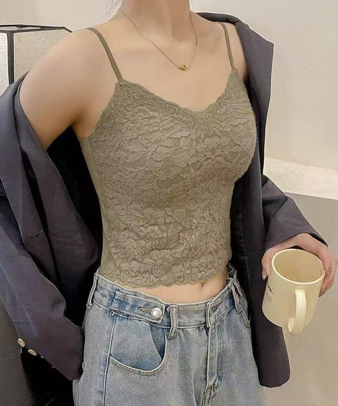カップ付きブラトップ レースキャミソール レディース ノンワイヤーブラキャミ 締め付けない ショート丈肌着 美背美胸 セクシーインナー 細肩紐キャミソール 韓国風 90YINGNA-001