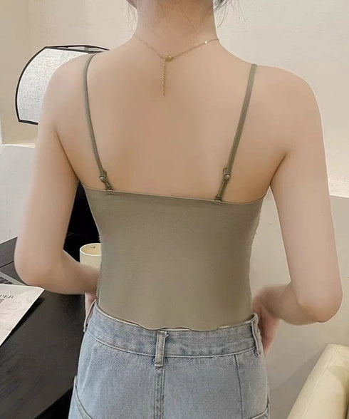 カップ付きブラトップ レースキャミソール レディース ノンワイヤーブラキャミ 締め付けない ショート丈肌着 美背美胸 セクシーインナー 細肩紐キャミソール 韓国風 90YINGNA-001