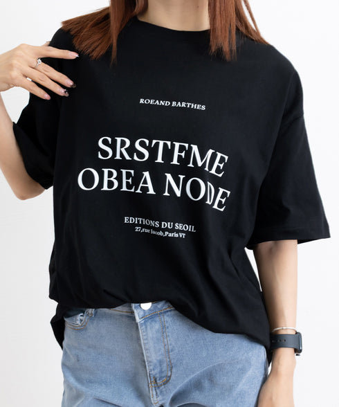 ロゴプリントTシャツ 半袖韓国風トップス レディース ビッグtシャツ クルーネックプルオーバー 着やせ ゆったりカットソー 大人カジュアル ミドル丈Tシャツ 夏服 90YKL-001