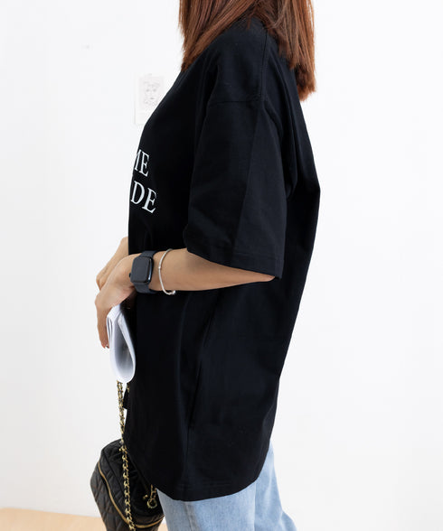 ロゴプリントTシャツ 半袖韓国風トップス レディース ビッグtシャツ クルーネックプルオーバー 着やせ ゆったりカットソー 大人カジュアル ミドル丈Tシャツ 夏服 90YKL-001