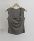 カップ付き タンクトップ スクエアネック チビタンクトップ ショート丈 重ね着 肌着 胸元プリーツ へそ出し インナーウェア セクシー 可愛いダンス衣装カジュアル 90YKL-002
