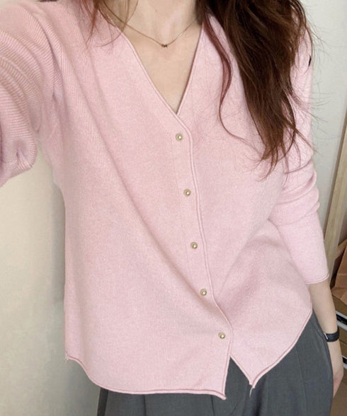 Vネック ニットカーディガン韓国風ニット レディース きれいめニットトップス 秋冬 前開きニット 通勤通学ニットアウター 長袖 セーター 可愛いボタン羽織り 無地 90YKL-004