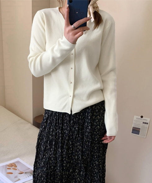 Vネック ニットカーディガン韓国風ニット レディース きれいめニットトップス 秋冬 前開きニット 通勤通学ニットアウター 長袖 セーター 可愛いボタン羽織り 無地 90YKL-004