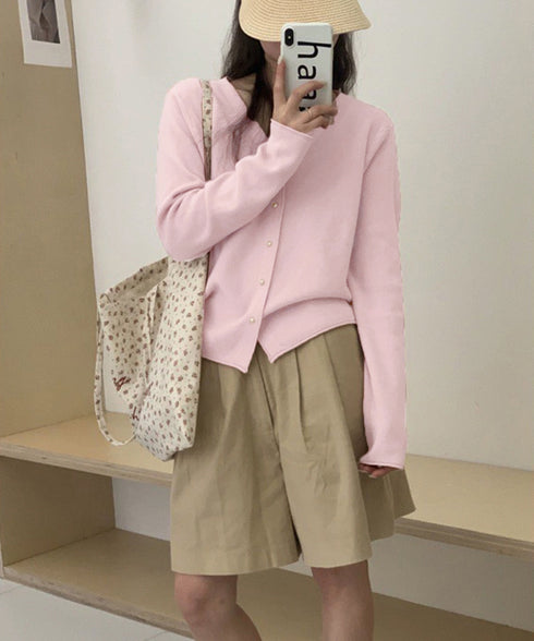 Vネック ニットカーディガン韓国風ニット レディース きれいめニットトップス 秋冬 前開きニット 通勤通学ニットアウター 長袖 セーター 可愛いボタン羽織り 無地 90YKL-004