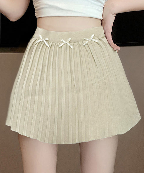 リボン付きプリーツミニスカートレディース Aラインスカート ハイウエスト 大人可愛いショート丈スカート お洒落 着やせボトムス セクシー きれいめスカート脚長見え 90YLY-001