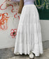 ティアードスカート 韓国風ロングスカート レディース ハイウエスト フレアスカート 裏地付きaラインスカート 大人体型カバーフレアスカート 着やせ マキシスカート 90YMY-001