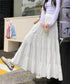 ティアードスカート 韓国風ロングスカート レディース ハイウエスト フレアスカート 裏地付きaラインスカート 大人体型カバーフレアスカート 着やせ マキシスカート 90YMY-001