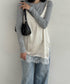 サテン調レーストリムキャミソールVネック 細めストラップキャミトップ レディース 上品光沢感アシンメトリーロングキャミ 見せインナートップス サイドスリット重ね着 90YUANL-001
