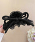 リボンヘアクリップ大きめ バンスクリップ おしゃれ髪飾り 韓国風 まとめ髪 夜会巻き髪飾り きれいめヘアアクセサリー メッシュフリル 大人可愛いヘアアレンジグッズ 90ZHIYI-001