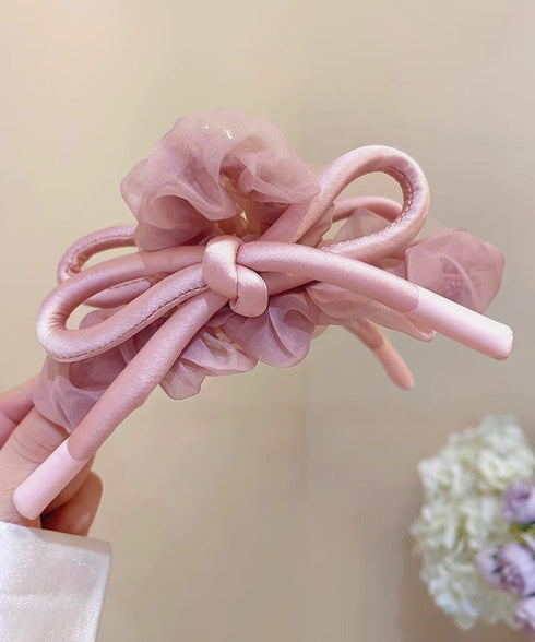 リボンヘアクリップ大きめ バンスクリップ おしゃれ髪飾り 韓国風 まとめ髪 夜会巻き髪飾り きれいめヘアアクセサリー メッシュフリル 大人可愛いヘアアレンジグッズ 90ZHIYI-001