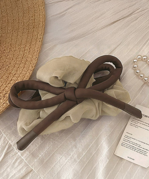 リボンヘアクリップ大きめ バンスクリップ おしゃれ髪飾り 韓国風 まとめ髪 夜会巻き髪飾り きれいめヘアアクセサリー メッシュフリル 大人可愛いヘアアレンジグッズ 90ZHIYI-001