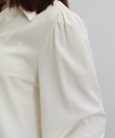 ボウタイブラウス長袖ネクタイ付きブラウス バイカラー Vネックトップス レディース シャツブラウス オフィスカジュアル 大人女性 通勤服 20代30代40代韓国風 90ZHUIMR-001