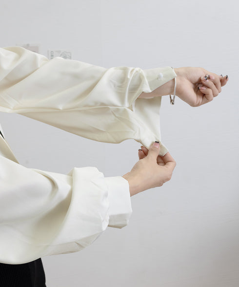 ボウタイブラウス長袖ネクタイ付きブラウス バイカラー Vネックトップス レディース シャツブラウス オフィスカジュアル 大人女性 通勤服 20代30代40代韓国風 90ZHUIMR-001