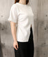 フロントスリットtシャツレディース韓国風 クルーネックtシャツ半袖 無地ロングTシャツ カジュアルきれいめ ウエストギャザーTシャツ シンプルおしゃれトップス春夏 90ZHUIMR-002