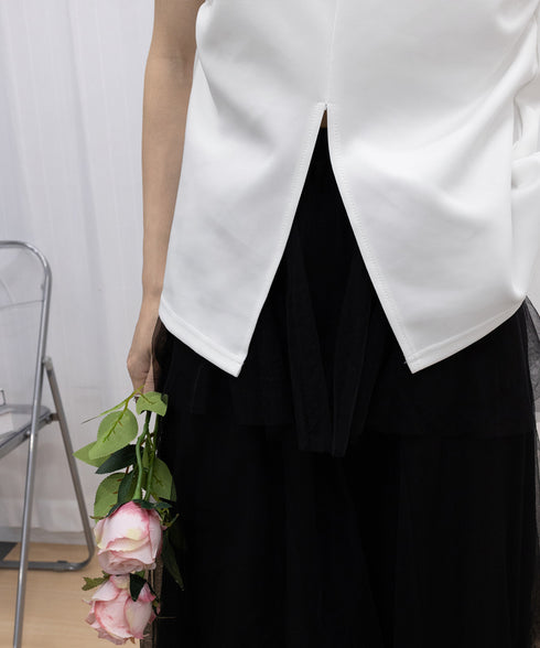 フロントスリットtシャツレディース韓国風 クルーネックtシャツ半袖 無地ロングTシャツ カジュアルきれいめ ウエストギャザーTシャツ シンプルおしゃれトップス春夏 90ZHUIMR-002