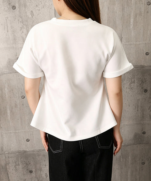 フロントスリットtシャツレディース韓国風 クルーネックtシャツ半袖 無地ロングTシャツ カジュアルきれいめ ウエストギャザーTシャツ シンプルおしゃれトップス春夏 90ZHUIMR-002