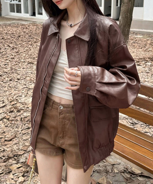 ライダースジャケット レディースブルゾン 大人かっこいい PUレザージャケット 防風防寒 ゆったり革ジャン レトロ 合皮ジャケット フェイクレザーアウター 韓国風 92FUYA-001