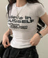 タイトロゴTシャツグラフィック半袖韓国風 大人カジュアル英字プリントトップス クルーネックタイトtシャツ ストリート系女子甘辛ミックス春夏服 コンパクトカットソー 92HANPINFS-006