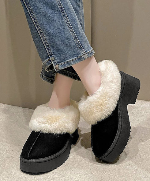 スエード調 ショートムートンブーツ厚底靴 ボリュームファー ショートブーツ もこもこムートンシューズ 暖かい冬ブーツ カジュアル 美脚ボアシューズ あったか防寒靴 92JLDZSW-004