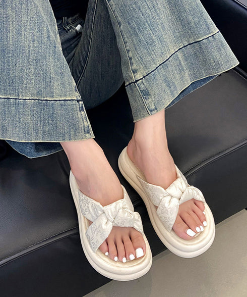 ドット柄クロスリボン厚底サンダル美脚脚長 レディースボリュームソールサンダル 大人可愛いつっかけサンダル 歩きやすいスリッパ 疲れない夏靴履きやすいビーチサンダル 92JLDZSW-010