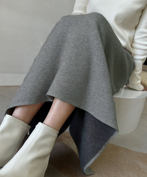 裏起毛ニットスカート 厚手タイトスカート レディース バックスリットロングスカート秋冬 ハイウエストあったかスカート ウエストゴムペンシルスカートきれいめボトムス 92MRJFS-007