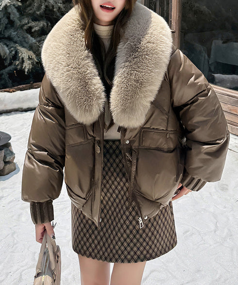 エコダウンジャケットファー襟中綿アウター レディース ショート丈フェイクダウンコート 韓国風ダウンブルゾン 防寒防風保温ジャンパーカジュアルアウター おしゃれ冬服 92NUOXI-001