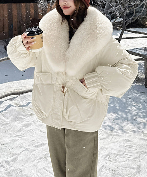 エコダウンジャケットファー襟中綿アウター レディース ショート丈フェイクダウンコート 韓国風ダウンブルゾン 防寒防風保温ジャンパーカジュアルアウター おしゃれ冬服 92NUOXI-001
