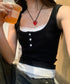 カップ付きタンクトップ重ね着風ブラトップ レイヤード風インナー配色 レースタンク 2枚セット風見せキャミタンク ヘンリーネック リブタンクトップ おしゃれ 着回し 92QIAODS-003