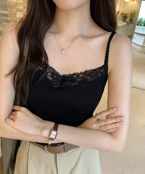 レースキャミソールカップ付きインナー夏服 レディース フロントリボンキャミ おしゃれブラトップ 着回し フェミニンブラキャミ 韓国風 肌見せインナートップス重ね着 92QIAODS-004