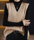 Vネックニットベストレディースニットジレ オフィスカジュアル ノースリーブニットトップス レイヤードニットタンク ゆったりニットチョッキ春秋冬 前開き重ね着ニット 92QL-001