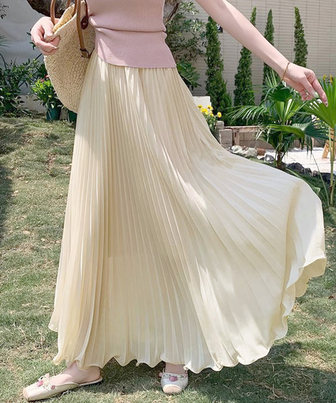 プリーツスカート 裏地付きロングスカート レディース 裾メロウ フレアスカート ウエストゴム 着やせ Aラインスカート ハイウエスト ミモレ丈スカート 大人可愛い 92SHAMAN-001