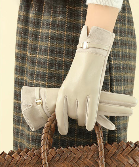 スマホ対応 PUレザー手袋レディース防寒 裏起毛スエード調グローブ 防風保温手ぶくろ 暖かいスマートフォン手袋 タッチパネル対応 アウトドア 上品手袋ソフトタッチ 92SHUOLE-001