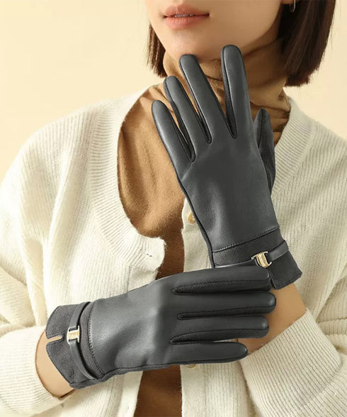 スマホ対応 PUレザー手袋レディース防寒 裏起毛スエード調グローブ 防風保温手ぶくろ 暖かいスマートフォン手袋 タッチパネル対応 アウトドア 上品手袋ソフトタッチ 92SHUOLE-001
