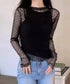 ドット柄シアートップス チュールインナー レディース ポルカドットチュールブラウス大人可愛い重ね着 薄手レイヤードインナーシアーカットソー透け感シースルートップス 92SIYUFS-002